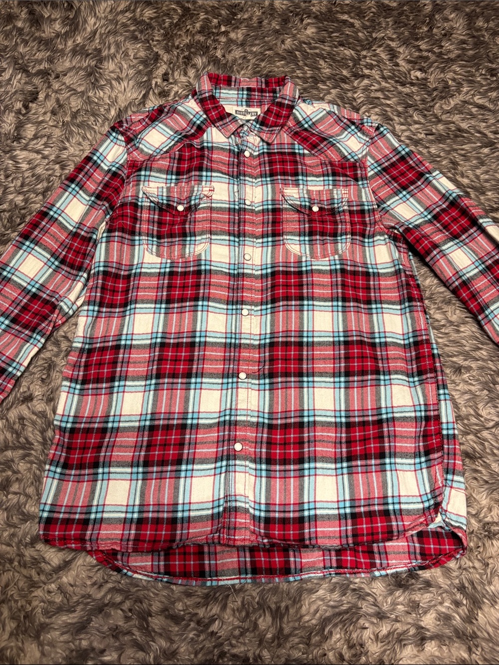 Men's Red Plaid flannel Long-Sleeve Casual Button-Down Shirt